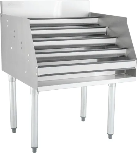 Vista 2 de Restaurantware -Kitchen Tek - Soporte para botella de licor de 24 x 23 x 33 pulgadas, 1 soporte duradero para botellas de acero inoxidable - Patas