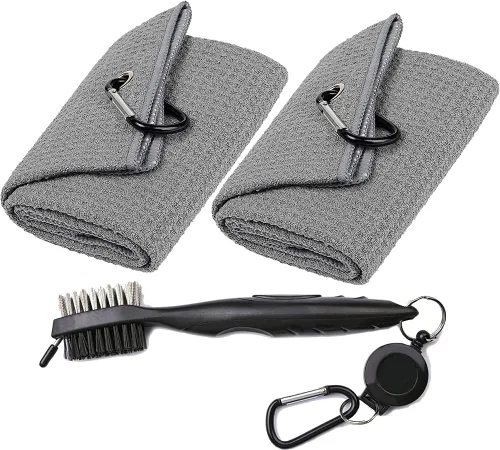 Vista 15 de Toallas de Golf, Toalla de Golf de Microfibra con Patrón Waffle Tri-fold - Kit de Herramientas de Cepillo con Limpiador de Ranuras del Club, con 2
