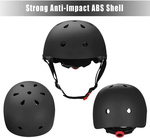 Vista 2 de Casco ajustable para niños de 5 a 16 años, niños pequeños, niños y niñas, equipo de protección con rodilleras, coderas y muñequeras para múltiples