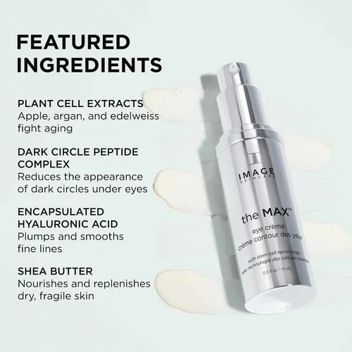Vista 3 de Crema para contorno de ojos. The Max Stem Cell Eye Creme, de Image Skincare. 0.5 onzas para reducir la apariencia de líneas finas e hinchazón