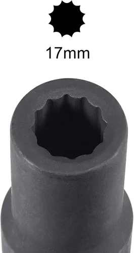 Vista 4 de uxcell Enchufe de impacto profundo de 0.669 in y 12 puntos de 3/4 pulgadas, acero CR-MO 3.071 in de longitud, tamaños métricos