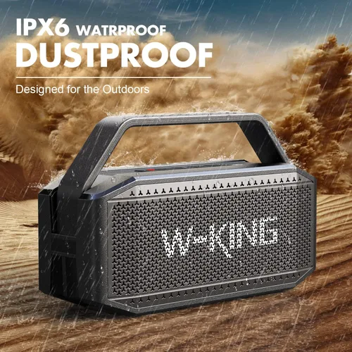 Vista 3 de W-KING Altavoces Bluetooth portátiles con subwoofer, 60 W (pico de 80 W) impermeable Bluetooth inalámbrico, graves