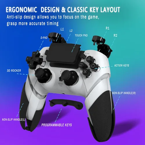 Vista 8 de TERIOS Wireless Controller Compatible with PS4PS4 ProPS4 Slim, (No Drift) Control for PS4 with Hall Sensor Joystick-Speakers-6 Axis Motion