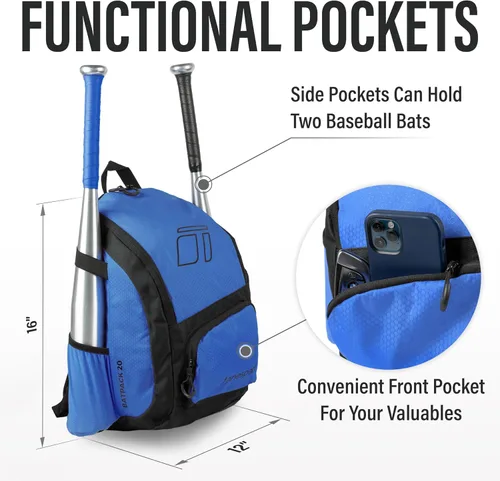 Vista 5 de Tonesport, Bolsa de Béisbol - Mochila para Béisbol, Sóftbol, T-Ball - Bolsa de Bate para Adultos y Jóvenes