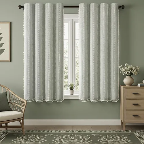 Vista 30 de Cortinas opacas estilo bohemio verde salvia de 96 pulgadas, 2