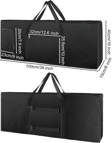Vista 2 de Tosnail Funda para teclado de 61 notas, funda suave para piano acolchada con algodón de 0.236 in, funda para piano con asas y bolsillo grande, 39 x
