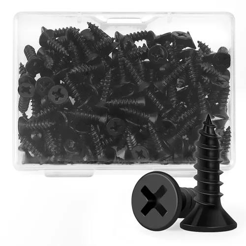Vista 7 de Tornillos para madera de 1/2 pulgada, FIXLINK Tornillos para madera negros Phillips de cabeza plana premium 135 PCS, autorroscantes