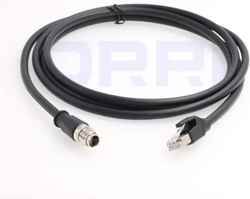 Vista 10 de Cable Ethernet Cat6 de 8 pines a RJ45 con código X M12 en ángulo de 90° para aplicaciones de red industrial Cognex (1M)