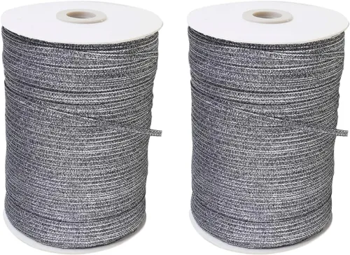 Vista 9 de ECYC 2 cintas metálicas con purpurina de 20 yardas de 1/8 pulgadas (0.118 in), cinta decorativa para envolver regalos para manualidades, boda, Azul
