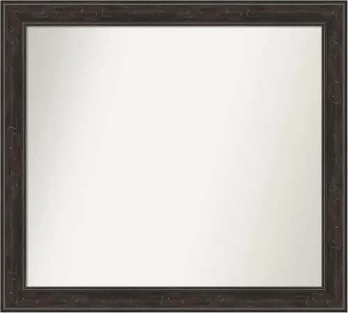 Vista 101 de Amanti Art Espejo de baño marrón para sobre el fregadero, 24 x 24 pulgadas, espejo de tocador cuadrado marrón Caleb, marco de madera rústica