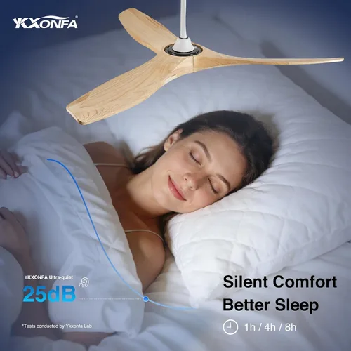 Vista 7 de Ventilador de techo de 52 pulgadas, sin luz, ventiladores de techo de madera para exteriores con control remoto, montaje empotrado, 3 aspas, motor