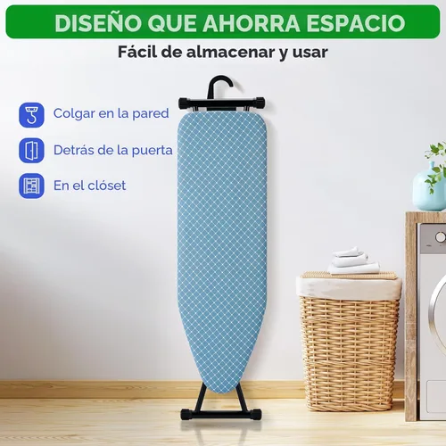 Vista 6 de BKTD Tabla de Planchar Compacta 13 x 43, Tabla de Planchar con Superficie Resistente al Calor, Altura Ajustable, Mesa que Ahorra Espacio con Gancho