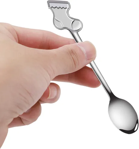 Vista 6 de URATOT 8 cucharas de acero inoxidable para Navidad, café, té, postre, cucharas mezcladoras, rellenos de calcetines de Navidad