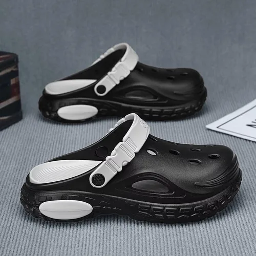 Vista 3 de Zuecos unisex de jardín para hombres y mujeres, zapatos ligeros de EVA con correa ajustable, cómodos zuecos antideslizantes para interiores