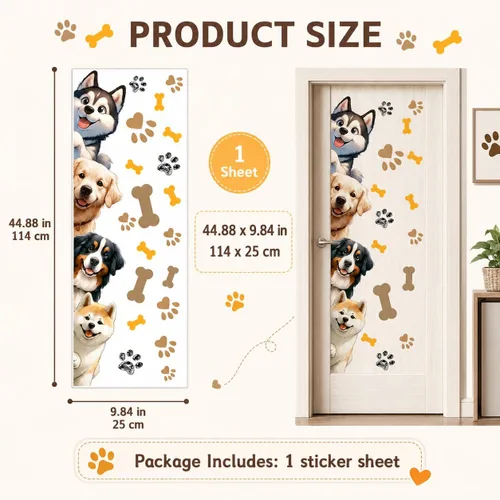 Vista 2 de Calcomanías de pared de perro de 44.9 x 9.8 pulgadas, calcomanías de pared de animales de dibujos animados para guardería, sala