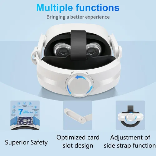 Vista 3 de Ponywalk Head Strap with Battery Pack for Oculus Quest 2 Built-in 6000mAh Extend 5 Hours Comfortable Playtime for Meta Quest 2 Adjustable Elite