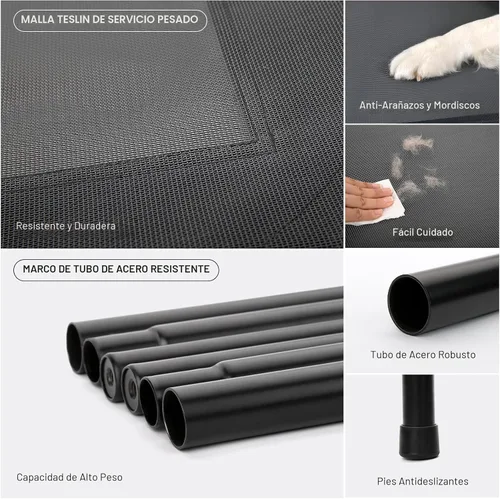 Vista 4 de Cama elevada refrescante para perros con protectores de piso antideslizantes y malla transpirable, hamaca cuna elevada para interiores y exteriores