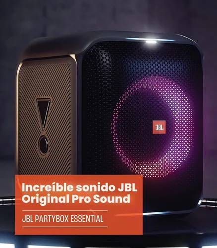 Vista 2 de JBL Partybox Encore Essential: sonido de 100 W, espectáculo de luz dinámico integrado y diseño a prueba de salpicaduras, color negro