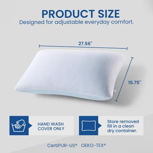 Vista 8 de Almohada de espuma viscoelástica triturada de enfriamiento Relleno triturado azul