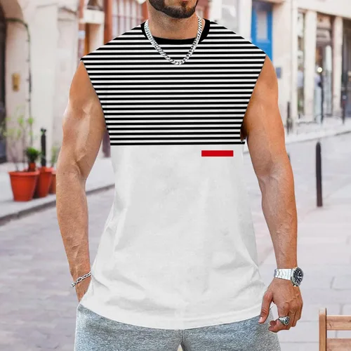 Vista 2 de Camiseta sin mangas para hombre, para natación, playa, secado rápido, gimnasio, entrenamiento, más fuerte, muscular, talla grande y alta