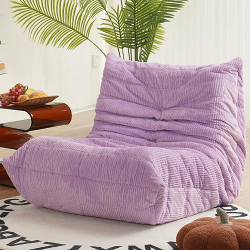 Vista 7 de N&V Silla junto a la chimenea, sofá de suelo sin brazos de mediados de siglo, silla de salón de suelo suave de corduroy premium, silla de sofá