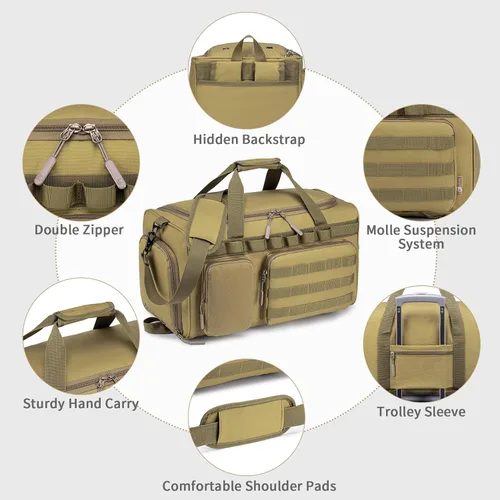 Vista 5 de Bolsas de gimnasio para hombres, 35L55L, bolsa de lona táctica, bolsa de viaje deportiva, bolsa de gimnasio, fin de semana, mochila nocturna