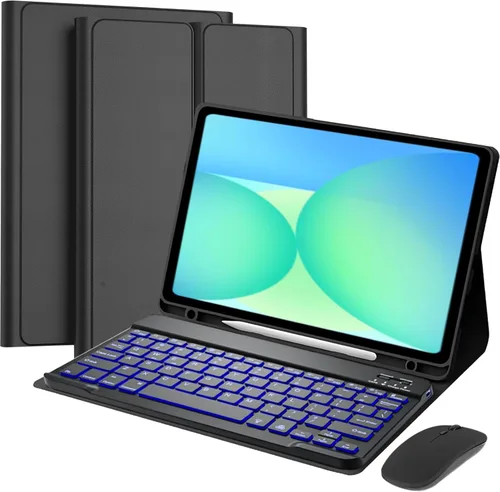 Vista 14 de Funda de teclado desmontable con mouse para Samsung Galaxy Tab S6 Lite de 10.4 pulgadas 2020/2022/2024, funda magnética de teclado