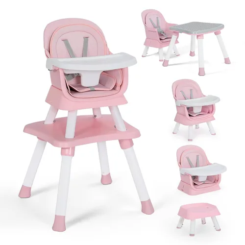 Vista 12 de TODEFULL Silla Alta para Bebé, Sillas Altas Convertibles 8 en 1 para Bebés y Niños, Asiento Elevador para Comer/Mesa de Bloques de Construcción