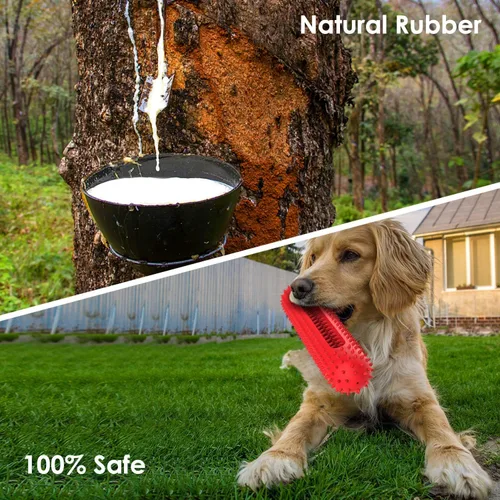 Vista 8 de Petizer - Juguete chirriante para perros masticadores agresivos, cepillo de dientes resistente, juguete dental para masticar, juguete de goma