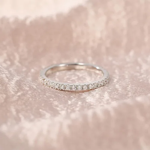 Vista 3 de EAMTI anillo de compromiso chapado en oro blanco de 14quilates, 564 de pulgada, con circonita, anillo de compromiso apilable, tamaños 3-13