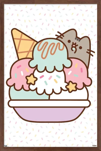 Vista 10 de Trends International Pusheen - Póster de pared de helado, 22.4 pulgadas de largo x 14.7 pulgadas, versión enmarcada en plata Versión con marco