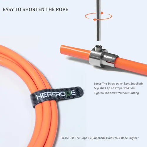 Vista 3 de Hererope - Cuerda de saltar pesada, cuerda de saltar pesada con cable duradero de 0.315 in, agarre ergonómico, rodamiento de bolas, cuerda de saltar