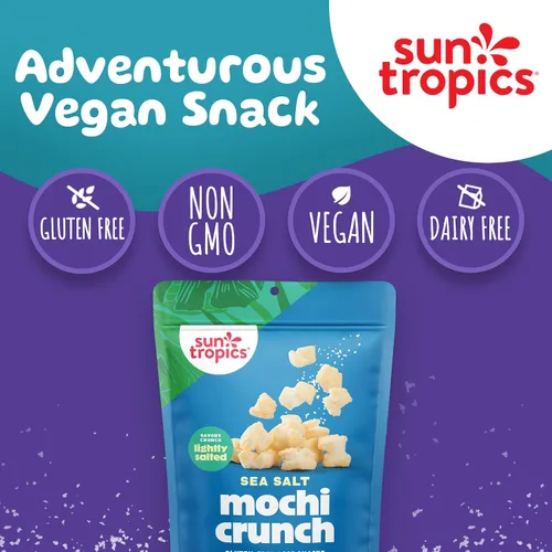 Vista 7 de Sun Tropics Mochi Snack Bites, sal marina, sin lácteos, sin gluten, 3.5 onzas (paquete de 12) Authentic Asian-Inspired Snack Gluten Free & Dairy