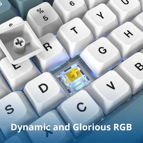 Vista 4 de Montech Teclado mecánico para juegos MKey LED RGB personalizable, teclado PBT de perfil MDA premium, intercambiables en caliente, interruptores