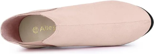 Vista 5 de Allegra K Botines Chelsea con tacón redondo y puntera redonda para mujer