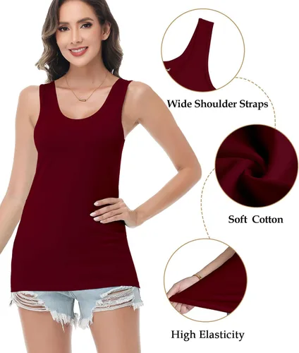 Vista 4 de wirarpa Camisetas sin mangas de algodón para mujer, cómodas, capa base, paquete de 2