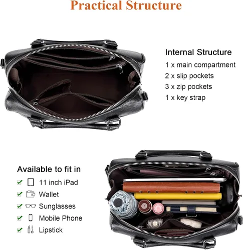Vista 6 de Over Earth Bolso bandolera de cuero genuino con asa superior para mujer