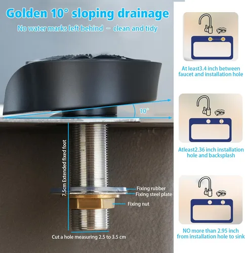 Vista 7 de Petyoung Enjuagadora de vidrio para fregadero de cocina, enjuague de vidrio giratorio de 360 grados con cabezal rociador extraíble, lavadora