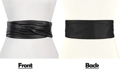 Vista 3 de TonJin Cinturón de cuero ancho para mujer, correa de cintura ajustable con cierre de velcro, cinturón de vestir de moda para mujer