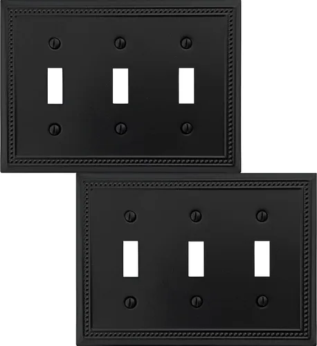 Vista 44 de OKAWYC Belaire - Cubierta para interruptor de luz de decoración individual, placa de pared de metal con cuentas, paquete de 4 unidades de bronce