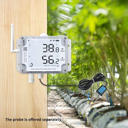 Vista 4 de Sensor de temperatura/humedad/iluminación Ethernet y WiFi UbiBot GS1-AETH1RS, registrador de datos, sonda externa, informes programados, alertas
