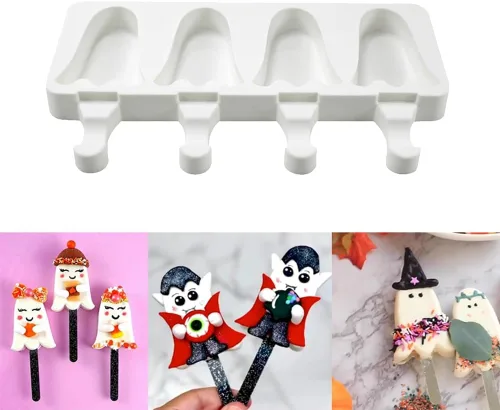 Vista 3 de Molde de silicona para paletas – Máquina de helados suave y lisa (2 piezas, blanco)