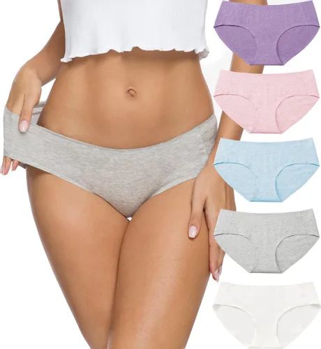 Vista 7 de Altheanray Ropa interior de algodón para mujer, sin costuras, suave, hipster, bikini de tiro medio Blackwhiteskin