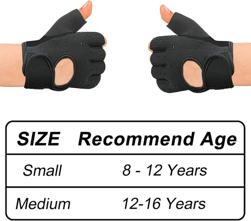 Vista 5 de Luwint Guantes de entrenamiento sin dedos para niños, guantes antideslizantes de fitness para niños, ciclismo, yoga, levantamiento de pesas, 1 par