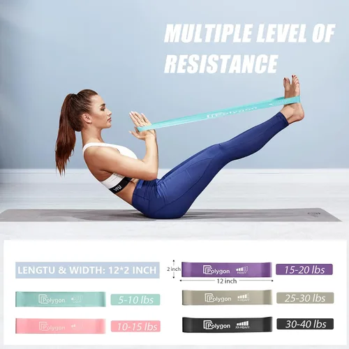 Vista 6 de Polygon Bandas de resistencia para entrenamiento, bandas de tela antideslizante para mujeres y hombres, bandas de ejercicio para piernas y glúteos