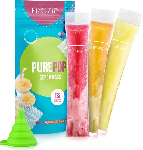 Vista 3 de Tamaño Pequeño Frozip 125 Bolsas Desechables para Moldes de Polos de Hielo Tubos de Congelador Libres de BPA con Sellos de Cremallera Para