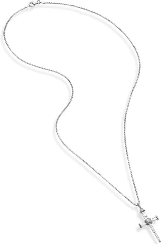 Vista 2 de Miabella Italian Rope Wrap Nail Cross Pendant Necklace Box Chain, Rhodium or 18K Yellow Gold Over 925 Sterling Silver Made in Italy