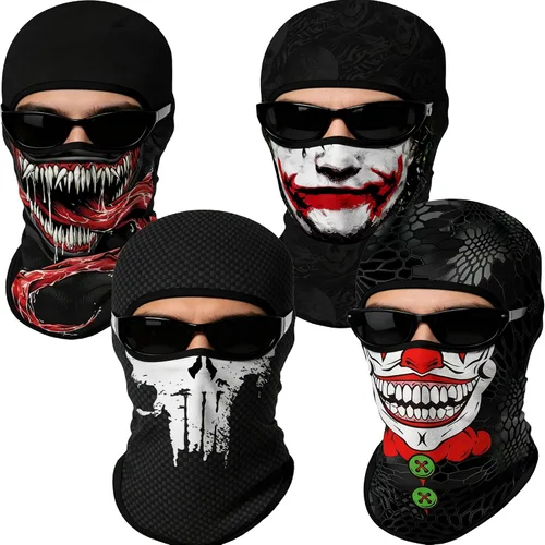 Vista 14 de Pasamontañas 3D, máscara de cara completa, resistente al viento, máscara de esquí con calavera táctica para motocicleta, ciclismo, Halloween
