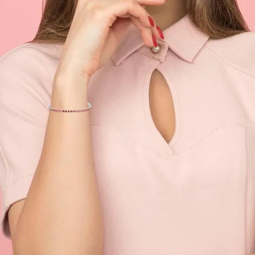 Vista 2 de Pulseras de tenis de plata de ley con piedra natal para mujer, pulsera de bolo de tenis de 0.098 in, joyería de moda, regalos de cumpleaños
