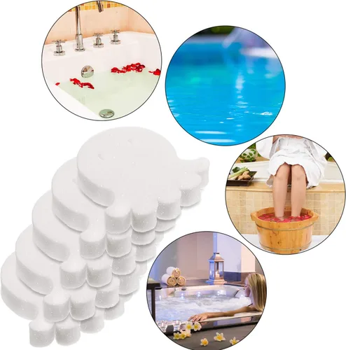 Vista 4 de Boao 16 esponjas absorbentes de aceite para bañera de hidromasaje, piscina y spa (pulpo, blanco)